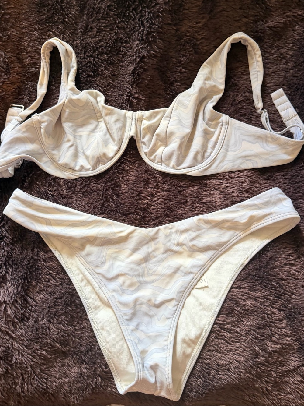 Abercrombie & Fitch High Leg Cheeky Bikini Set Blue Swirls